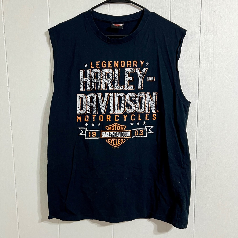 Harley Davidson Hampton Roads Yorktown VA Sleeveless Muscle Shirt‎ Black Mens XL